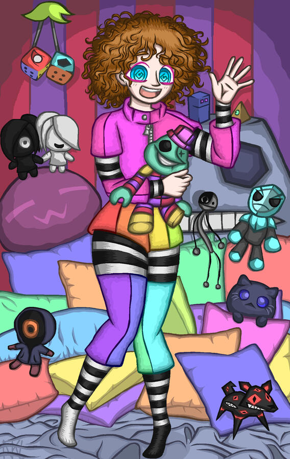 A Human who grew up in the world of Soulmons and best friend of The Puppeteer. Despite her age, she acts extremely childish, playful and happy, seemingly with endless energy, despite this, her only friend is Ed.