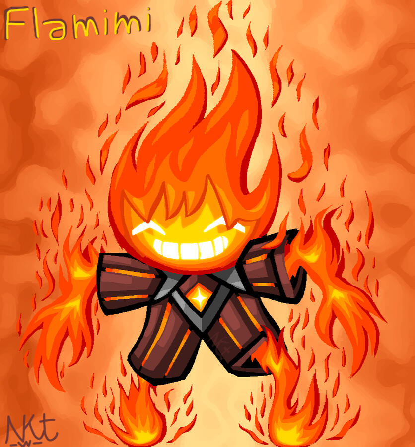 The guardian of fire, or so he calls himself. Hes a golem created by Frifle to warm up her forge, but the soul inside is still fiery, and will do anything to protect! Her forge i mean.